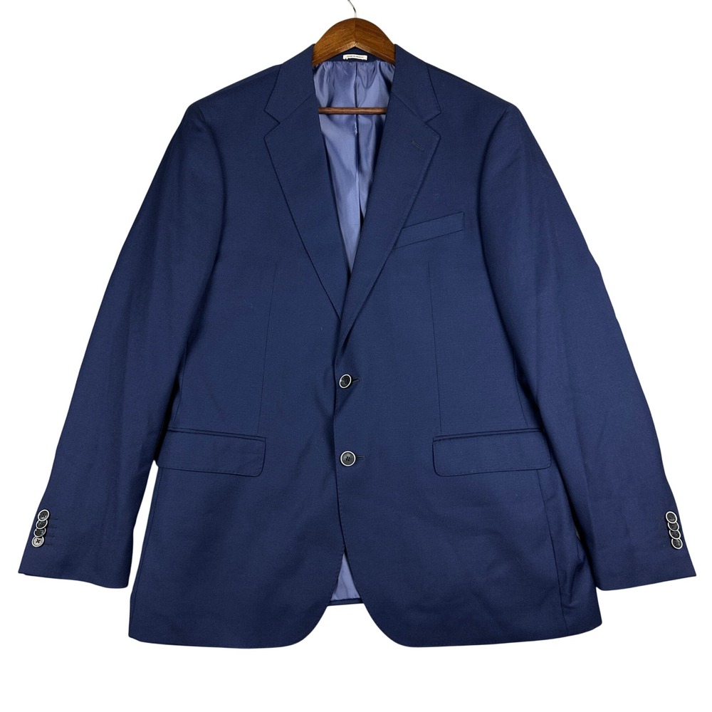 Joseph Abboud Heritage Navy Blue Wool Blazer Angelico Super 100s Slim Fit 44L